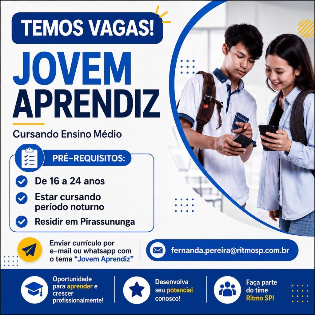 Oportunidade para jovens em Pirassununga