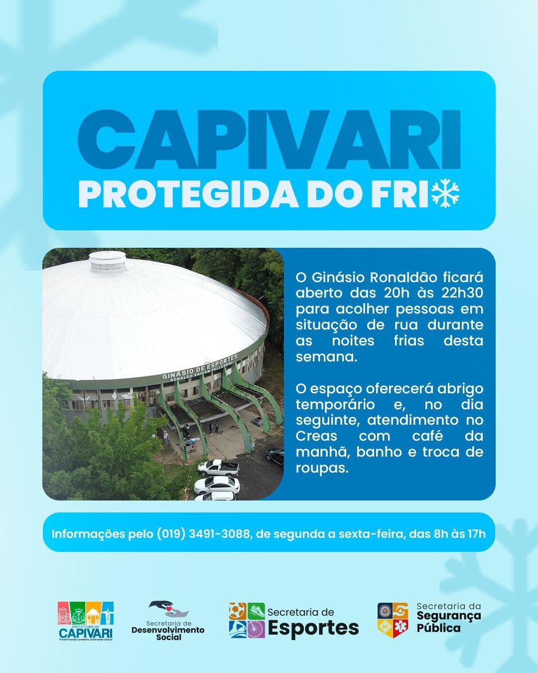 Ginásio de Esportes Ronaldão vai abrigar pessoas em situação de rua a partir da noite desta segunda-feira